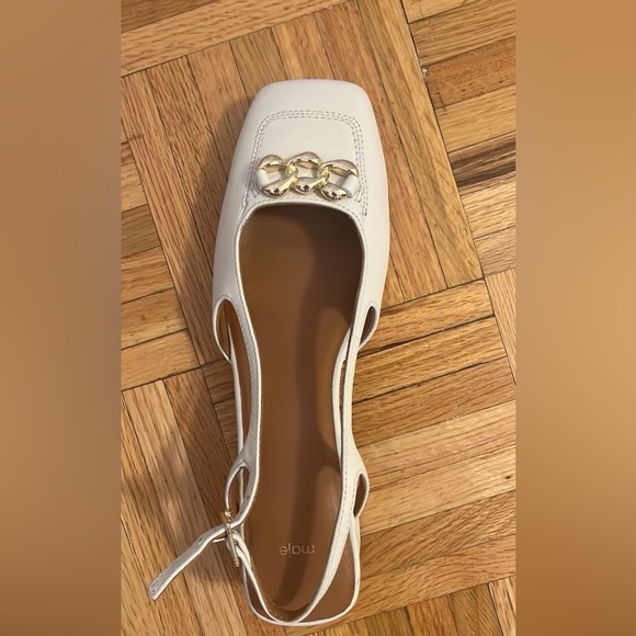 Maje new white sling back low heels  w 6.5 us - Picture 2 of 3